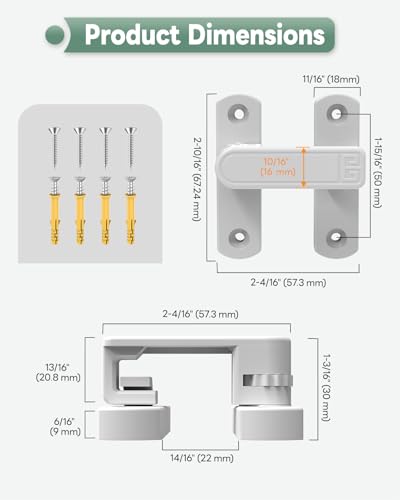 Adjustable Barn Door Locks, 90/180 Degree Gate Latch, White | Home Security Sliding Door Latch for Bedroom, Barn, Cabinet, Garden & Fence - color: White-1 Pc