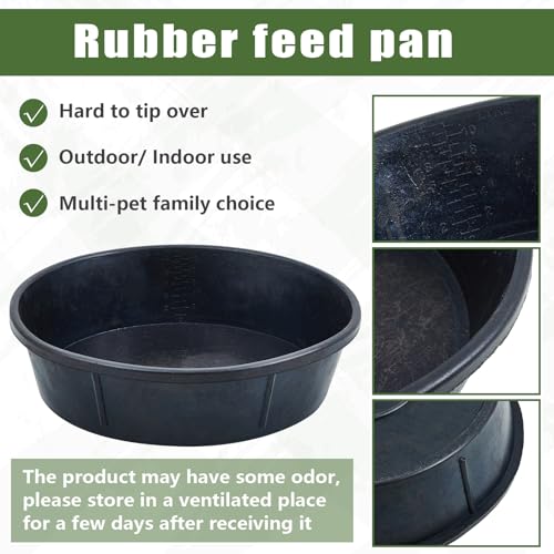 Sadnyy 5 Pcs Rubber Feed Pan 12 Quart/ 3 Gallon Utility Horse Feed Bucket Rubber Bowl Chicken Dust Bath Container Horse Feeder for Goats Livestock Animal Feeding Cats Dogs Pigs - size: 12 Quart/ 3 Gallon