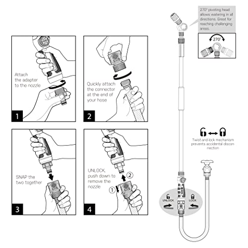 Eden 94625 Pro Metal 4-Pattern Thumb-Control Turbo Extension Watering Wand - style: Pro Metal 40" to 66"