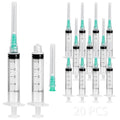 20 Pack 5ml Syringes with 21G 1.25 Inch Needle, Disposable Luer Lock Syringe Individually Sterile Packed for Scientific Lab, Liquid Measuring and Dispensing - size: 5CC-21G-1IN