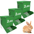 3 Packs Hay Feeder Rabbit, Metal Small Animal Feeder with Lid & Mesh Bottom, 4.7 Inch 2 LBS Capacity, Gravity Food Dispenser for Guinea Pigs Chinchillas, Cage or Outdoor Use, Green - size: 4.7 Inch (3Pcs)