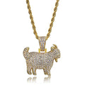 TOPGRILLZ Goat Chain Gold Necklace for Men Eagle Chain Rope Iced out Cubic Zirconia 14K Gold Plated Stainless Steel Necklace 24" Birthday Gifts - style: Gold Goat