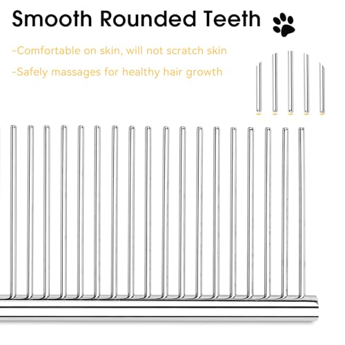 BEVTEE 3 Pcs Dog Combs for Grooming Matting, Greyhound Metal Comb for Cat | Removing Tangles Knots, Pet Grooming Tool, Stainless Steel Teeth Without Scratching the Skin for Pet Greyhound Poodle Doodle