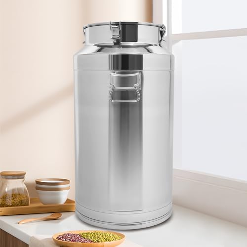 Milk Can, 88L/23.24Gallon Stainless Steel Milk Bucket Small Milk Jug Wine Pail Tote Pot Oil Liquid Storage Container with Sealed Lid, Keep Food Dry and Fresh for Kitchen Rice Cereal Grain - size: 88L/23.24Gallon