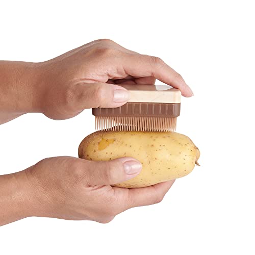 HIC Kitchen Potato Brush and Vegetable Scrubber, Dual-Textured Bristles - size: 3 x 1.625 x 1.5-inches, style: Potato Brush