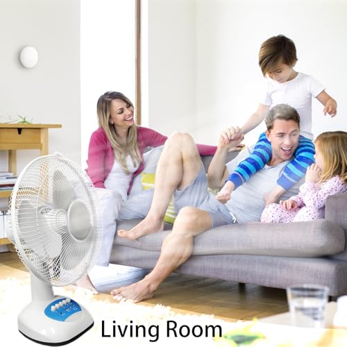 Solar Oscillating Fan, 15w Solar Powered 3-Speed 12-Inch Adjustable Tilt Fan, Ideal for Home, Office, white and gray - color: Table