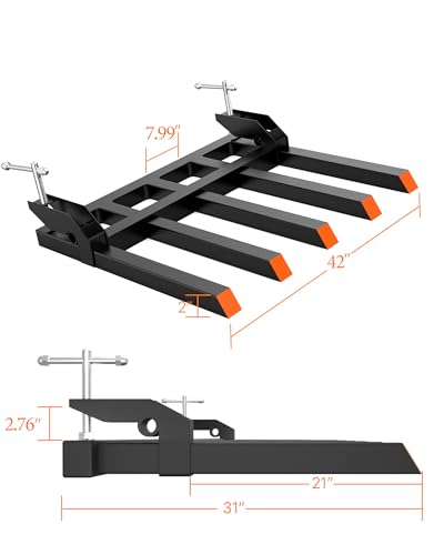 GarveeLife 48 in Bucket Clamp on Pallet Forks 2500 LBS Heavy Duty | with 5 Tines for Tractor Accessories,Loader Bucket, Skid Steer - size: 48" Bucket