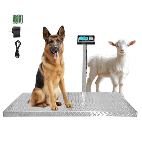 1100lb Livestock Scale, Ideal for Large Dog, Small Medium Livestock | 0.22lb Accuracy, Non-Slip 40"x20" Large Platform, With Stand Rod, Ideal for Home Farm Warehouse factory Postal & shipping - style: 1100 lbs
