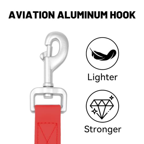 Waterproof Dog Leash with Double Handle, 6 FT Durable Odor-Proof Dog Leashes with Strong Aviation Aluminum Hooks Fits Small Medium or Large Dogs - color: Red, size: 6FT - Double Handle
