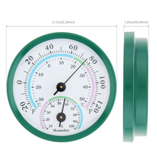 Mini Indoor Thermometer Hygrometer Analog 2 in 1 Temperature Humidity Monitor Gauge for Home, Wall, Room, Outdoor, Offices, Display Mechanical No Battery Needed (Silver) - color: Silver