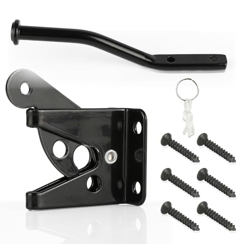Self-Locking Gate Latch for Wooden Fence Pull String, | Heavy Duty Automatic Gravity Lever Gate Latches with Longer Fasteners & Pull String for Garden, Outdoor Farm Garden Yard