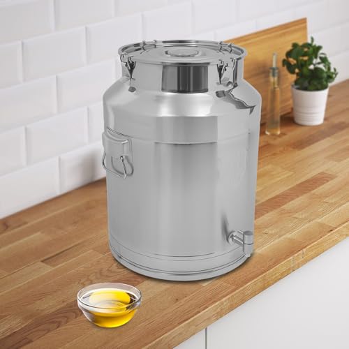 64L/16.9Gallon Milk Can with Faucet, Stainless Steel Milk Bucket Small Milk Jug Wine Pail Tote Pot Oil Liquid Storage Container with Sealed Lid, Keep Food Dry and Fresh for Kitchen Rice Cereal Grain - size: 64L/16.9Gallon