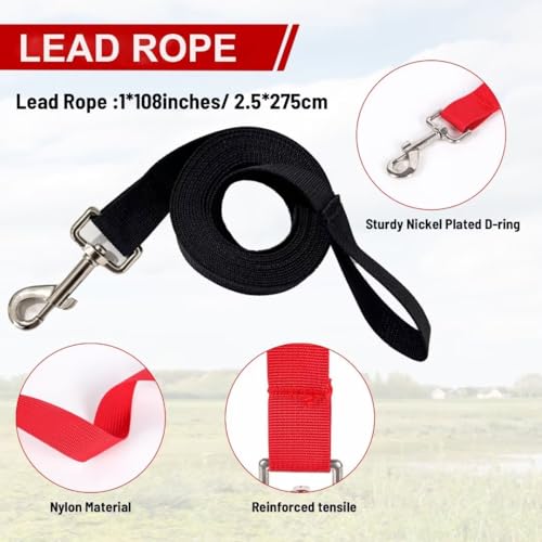 Cow Halter Cattle Halters Calf Halter with Leading Rope，Adjustable Nylon Livestock Cattle Halter，for Miniature Horse Donkey Goat Foal (Black, Medium) - color: Black, size: Medium