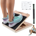 Swara 14″ Wide Wooden Slant Board for Calf Stretching & Exercise, Foldable | Adjustable incline board with thicker base, guide and bonus muscle roller; beginner-friendly, stable design, 400 lb capacity - size: 14x14 Inch
