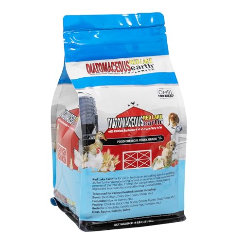 Red Lake Earth Animal Feed Additive, 4Lbs - Natural Diatomaceous with Calcium Bentonite for Poultry & Livestock - Prevents Caking, Improves Feed Flow & Maintains Fresh Feed - size: 4lbs - Single