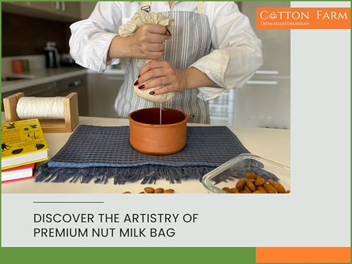 Cotton Farm Nut Milk Bag & Cheese Cloth Bag (Ultra Dense), XL 14 × 14 Inch, 100% Unbleached Cotton Cheesecloth for Precise Food Straining, Washable & Reusable - size: 14 x 14 inch / 2 pieces