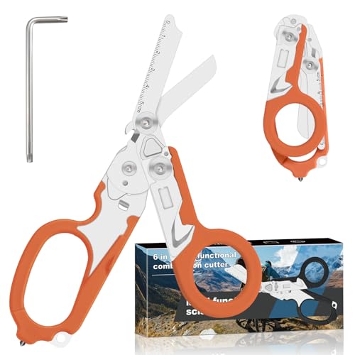 6-in-1 Heavy-Duty Emergency trauma shears (Orange) - color: Orange