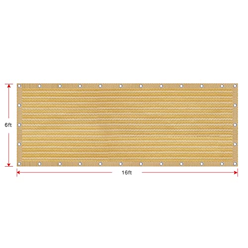 Shatex 90% Shade Fabric 6X 16ft Sun Shade Cloth Taped Edge with Grommets Sun-Block Mesh Shade for Pergola Cover Canopy Wheat, 12 Bungee Balls - color: wheat, size: 6x16ft