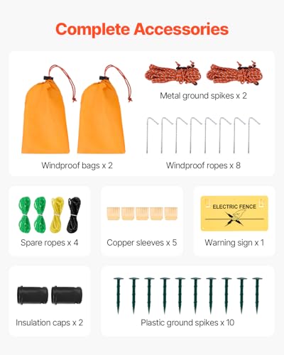 VEVOR Electric Fence Netting, 50" H x 164' L, Livestock Net Fencing with Posts & Stakes, Portable Mesh Nets for Goats, Sheep, Deer, Hogs, Dogs, Electric Fencing for Backyards, Gardens, Farms, Ranches - size: 50in x 164ft, style: Livestock