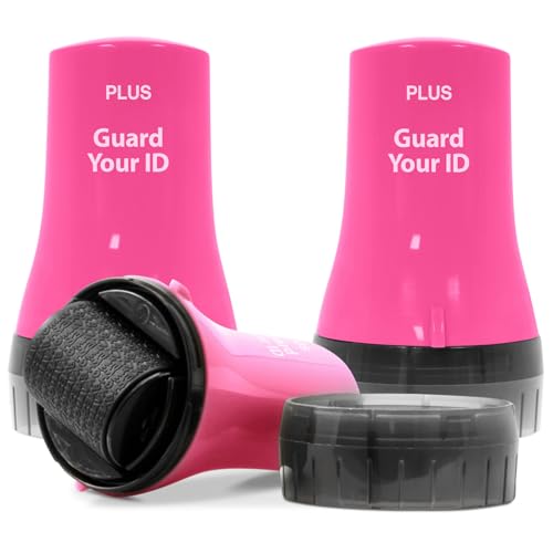 Guard Your ID Wide Identity Theft Protection Roller Stamp, 3-Pack for Mail - color: Pink, size: Wide 3-Pack