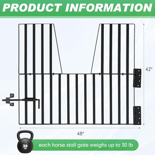 Zonon Horse Stall Door Guards 48" W x 42" H Heavy Duty Steel Yoke Design Stall Gates for Horses or Barns Accessories and Guard