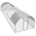 TOLEAD Large Metal Chicken Coop Upgrade Tri-Supporting Wire Mesh Chicken Run,Chicken Pen Walk in with Water-Resident and Anti-UV Cover,Duck Rabbit House Outdoor（374.4" L x 108" W x 78" H） - size: 374.0"L x 108.0"W x 78.0"H
