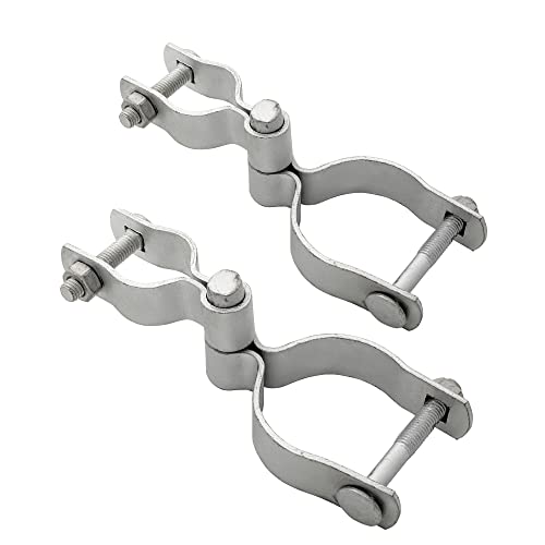1-3/8" x 2-3/8" Chain Link Fence Gate Post Hinge, Heavy Duty Gate Hinges with 1-3/8" Female Hinges （2 Piece） and 2-3/8" Male Hinges （2 Piece）, Nut/Bolt Included, 3mm Thickness.