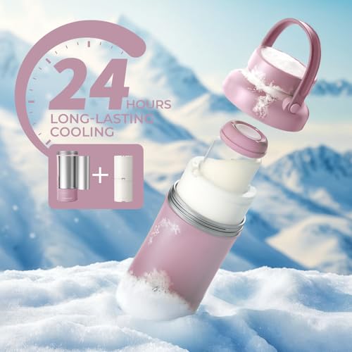 Momcozy 22oz Portable Breastmilk Cooler for 24H Outdoor, Newborn Essentials | 24 Hours & 360° Surrounded Cooling, 2 Extra Baby Bottles for Better Storage, Life Saver for Working Mom, Hassle-Free Cleaning - color: Pink