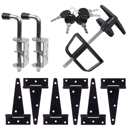 Shed Door Hardware Kit - Complete Gate Set with Hinges, Latch, Lock & Handle for Your Shed Door - size: 5.5 inch-BIG-T