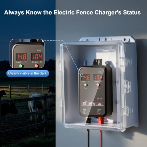 5Miles/8KM Electric Fence Charger,Output 10kV AC/DC Electric Fence Energizer 1 Joule with LED,Portable Electric Fence Plug in Charger for Livestock,Prevent Wild Animals Intrusion for Livestock Poultry