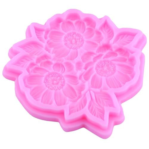 Mujiang Flower Silicone Mold Peony Rose Daisy Flower Fondant Mold Set of 4 | Flower Chocolate Candy Mold Wedding Birthday Cupcake Topper Cake Decorating Polymer Clay Resin Gum Paste - color: Style L