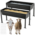 2 Pack 38.6 Inch Livestock Feeding Trough, 11 Gal Water 66 Lbs Feed | Water and Feed Use, Adjustable Stand, Non Slip Spill Proof, Metal Plastic Construction, Horses Goats Sheep Cattle, Farm Use