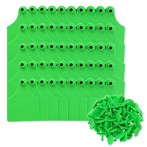 Blank Cattle Ear Tags 100PCS TPU Oversize 4.1x3 Inch Livestock Tags | Identification Tags for Cows Calves Cattle Goats Sheep Pigs Hog Fade Resistant Farm Animal Management (Green) - style: Green