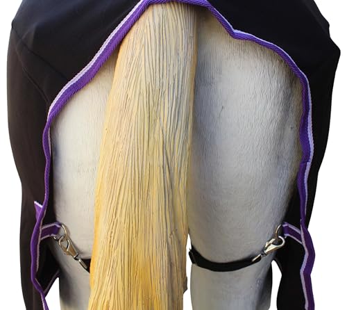 Challenger Horse Soft Fleece Cooler Exercise Blanket Show Sheet Wicks Moisture 4391 - color: Black / Purple-White Trim, size: 66 inches