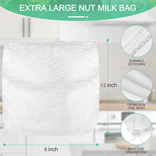 4 Pack Multi-Size Nut Milk Bag Reusable Food Strainers Nut Bags | for Straining Almond/Soy Milk Greek Yogurt for Cold Brew Coffee Tea Beer Celery Juice（2 * 4"x6"、6"x8"、8" x12"） - size: 4 pack - 2 * 4''x6''、6''x8''、8''x12''