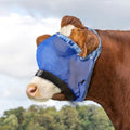 Harrison Howard Cattle Livestock Fly Mask Breathable Mesh Padded Edging with Fun Patterns Large Spacing Forelock Opening Design Adjustable Fit for Cattle Signature Blue - color: Signature Blue