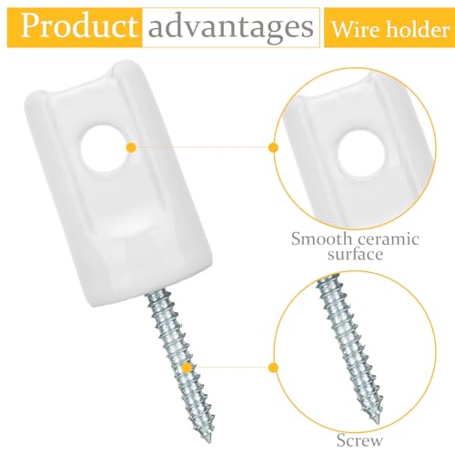 Blulu 25 Pack Ceramic Electric Fence Insulator Heavy Duty Ceramic Porcelain Lag Screw Insulator for Wooden Post Electrical Wire Ground Fencing Agricultural and Ranchers Supplies