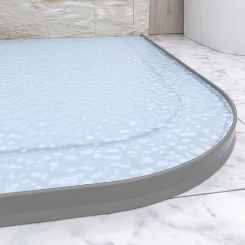 Raycity 3"H Shower Threshold Water Dam, Shower Water Guard (59 inch, Grey) | Silicone Rubber Water Stopper for Walk in Shower, Water Barrier, Prevent Leaks, Suitable for Bathroom, Kitchen - color: Gray, style: 59 inch