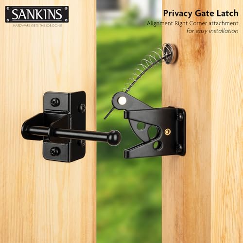 4" Self-Locking Gate Latch for Wooden Fence with Cable Pull, 1pcs | Automatic heavy duty fence latch, gravity gate latch for metal gates, secure pool garden shed, black, with spring cable pull - size: Upgrade