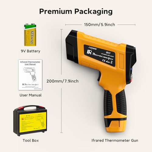 Infrared Thermometer Temperature Gun 3992°F 50:1, | Triple-Laser IR Temp Gun for Industrial Furnace Kiln Foundry Steel Welding HVAC Engine Diagnostic Tool - color: -58°F to 3992°F