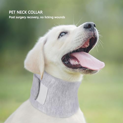 Dog Neck Support Collar, Cotton Adjustable Prevent Licking Pet Neck Brace Wrap Dog Protective Collar Recovery Head Cone for Cats Post Surgery (L) - size: L