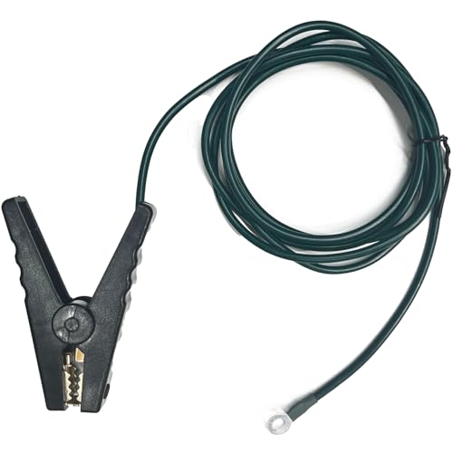 6.2-Ft 12 AWG Grounding Wire with Crocodile Clip and M6 Ring Terminal | Tinned copper wire with 80A, 1.2-inch crocodile clip and M6 ring terminal for generators, electric fences, and antennas. - color: Only 6.2ft Crocodile Clip Wire