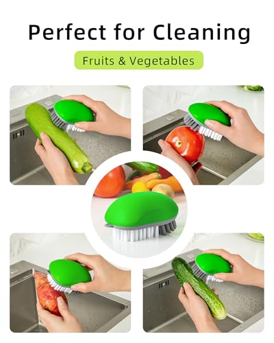 MR.SIGA Fruit and Vegetable Cleaning Brush with Non Slip Comfortable Grip | Potato scrubber brush, non slip fruit scrub brush - color: Green