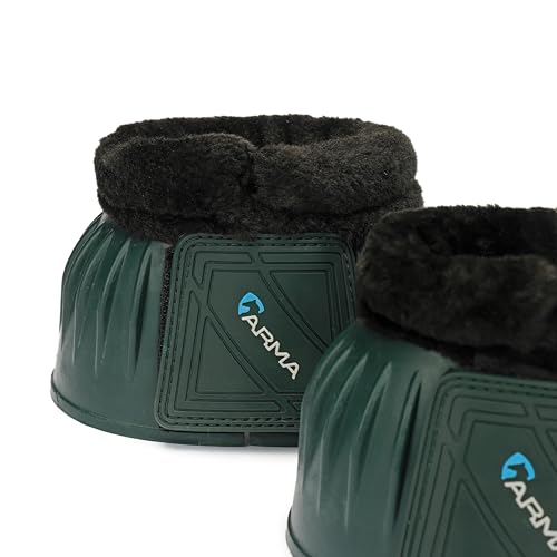 Shires Equestrian Equine Horse Arma Fleece Overreach Green Pony Bell Boots - color: Green, size: Pony