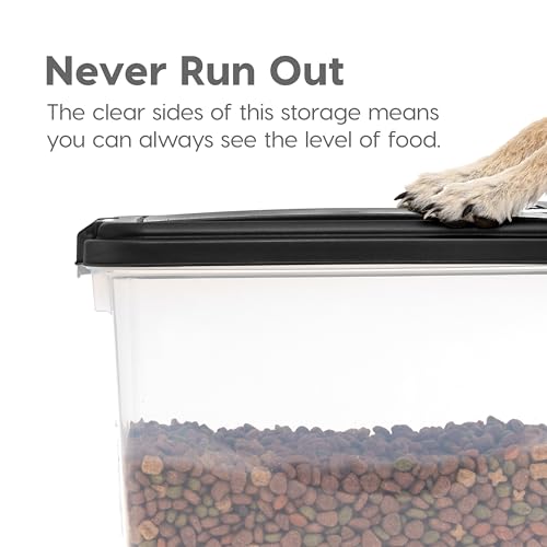 IRIS USA Airtight Pet Food Storage Rolling Container, 30 lb Capacity, Black | Airtight seal keeps kibble, bird seed, and pet food fresh while wheels provide easy mobility around the home. - color: Black, size: 30 lbs