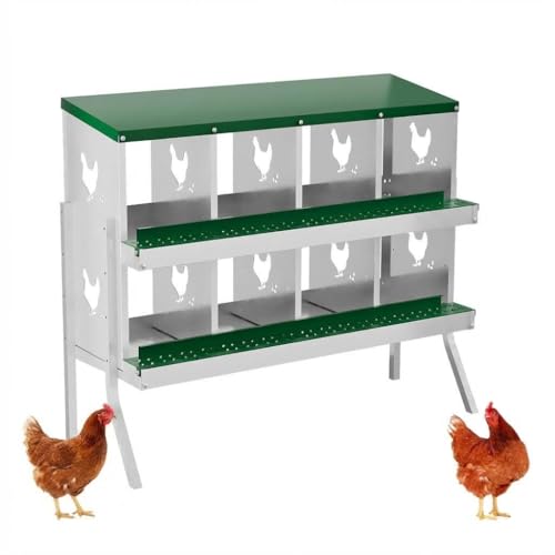 Chicken Nesting Box, 8-Hole Nesting Boxes with Bracket Legs, Removable Tray, Ventilation Holes, Easy Egg Collection & Cleaning, Laying Boxes for Hens,Green - color: Green, size: 42.7"L x 16.9"W x 26.6"H