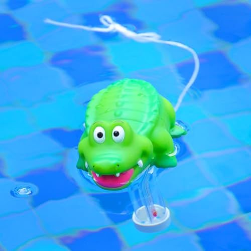 XY-WQ Alligator Floating Pool Thermometer with String, Easy-Read | Large size easy-read scale and included string for swimming pools, spas, hot tubs and ponds.