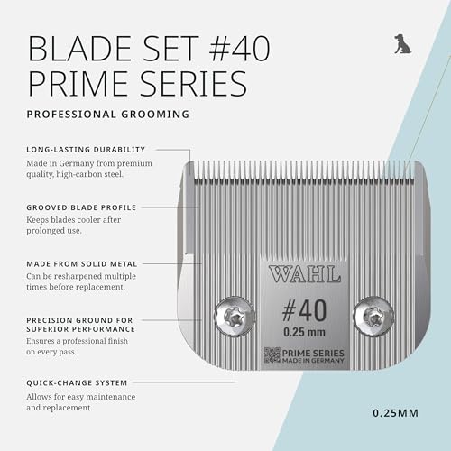 Wahl Pro Animal Prime Series Blade, 0.25 mm, #40 | Solid High-Carbon Steel, Quick-Change System for Dog, Cat, and Horse Grooming - size: #40