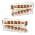 2pcs Auto Rolling Egg Holder for Fridge, Egg Dispenser/Organizer/Storage/Container with Lid for Refrigerator, Sturdy and Durable Space-Saving Egg Tray for 12 Large Eggs - size: 2pcs