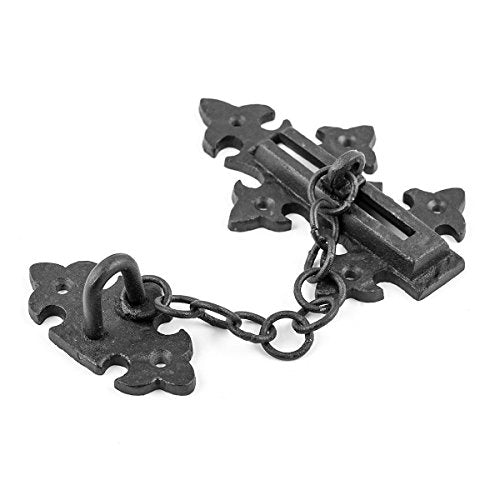 Renovators Supply Manufacturing Door Chain Lock 5 in Black Wrought Iron Chain Door Latch with Mounting Hardware - size: Pack of 1, style: 5 inch - Chain Style